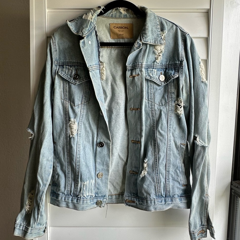 Carbon Light Blue Distressed Jean Jacket